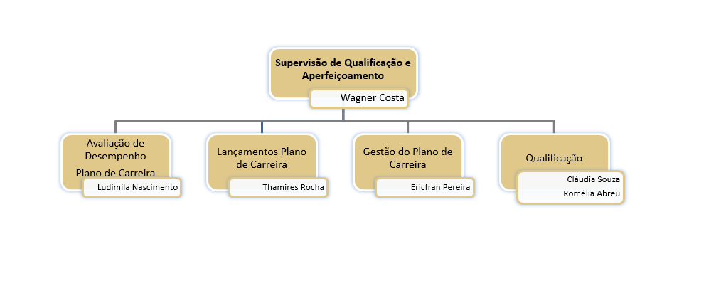 Estrutura Organizacional da Supervisão de Assuntos Previdenciários, sendo a supervisora Elaine Freitas